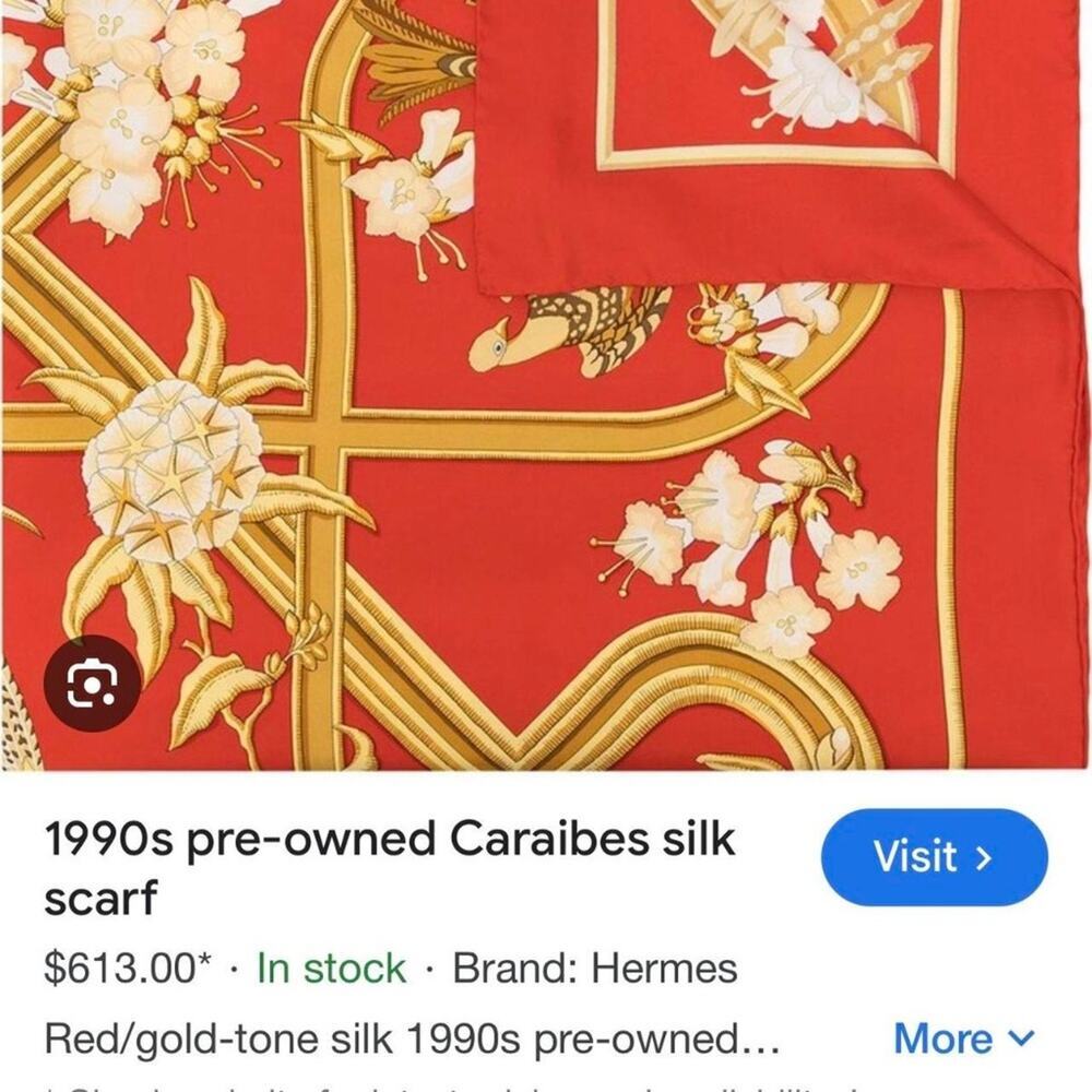 Vintage 1990’s Hermes, Caraibes silk scarf - Picture 5 of 5
